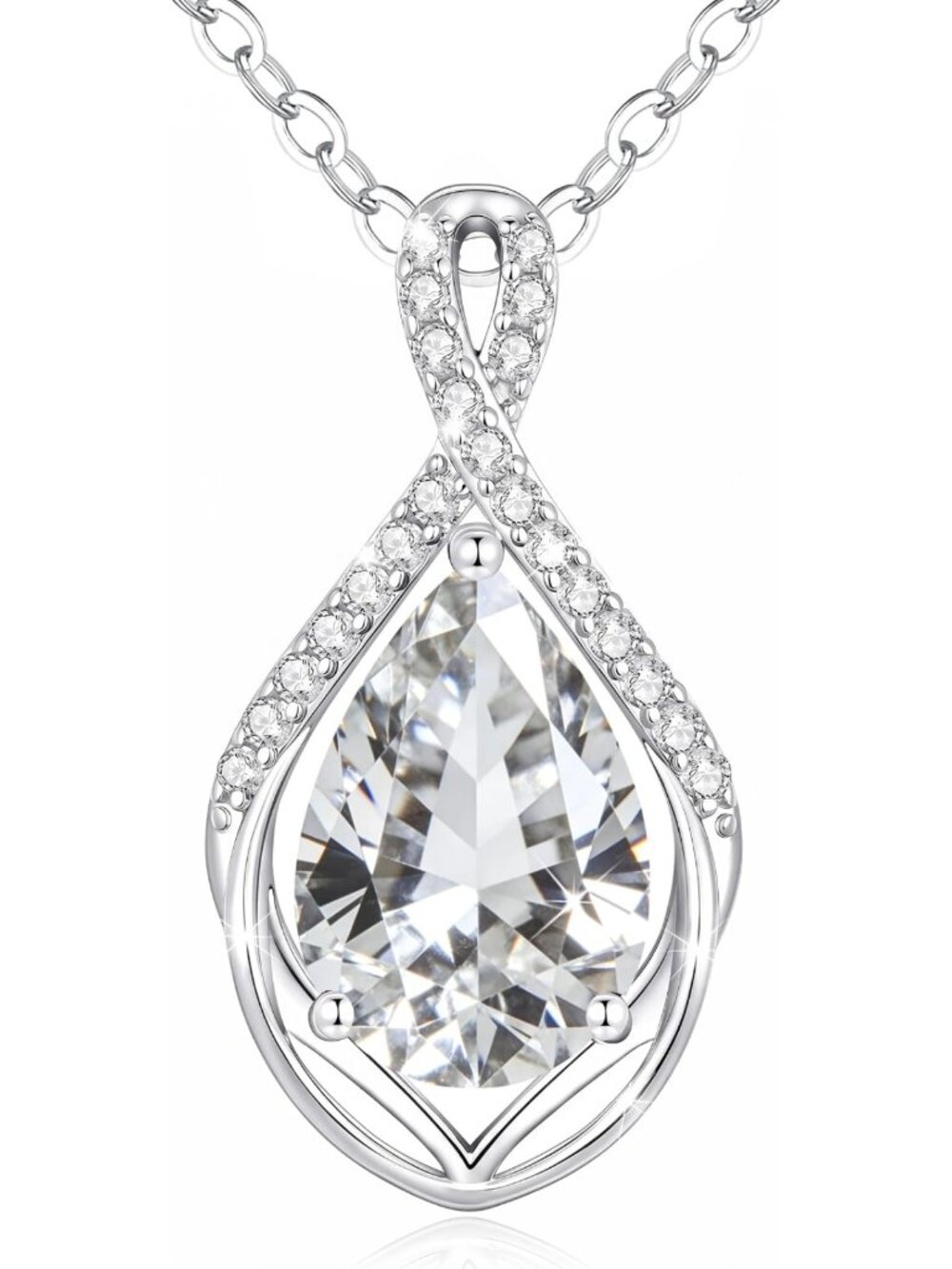 Adjustable Infinity Teardrop Birthstone Necklace - Elegant Jewelry Gift for